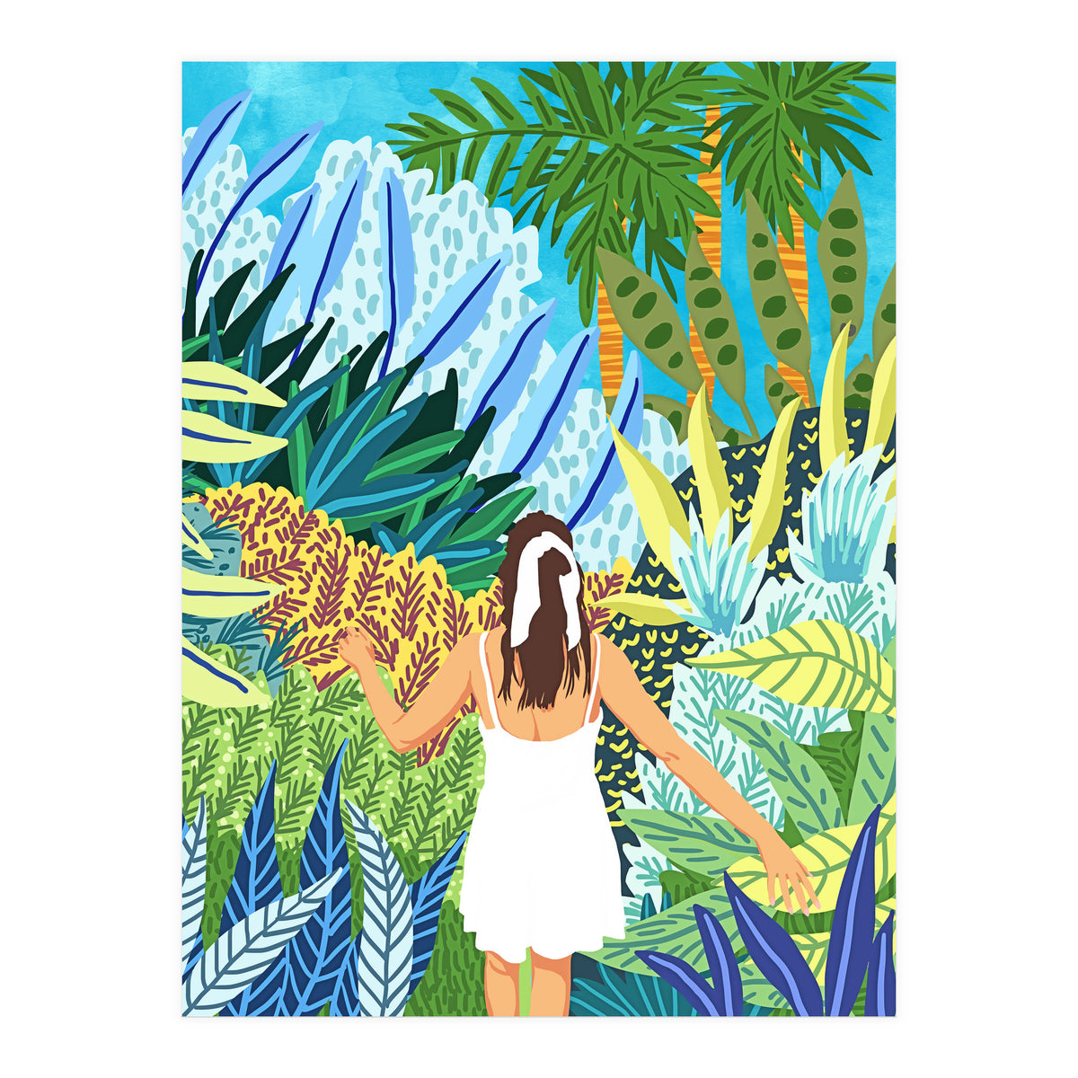 Lost in the Jungle of Feelings | Forest Tropical Botanical Nature Plants Illustration (Print Only)