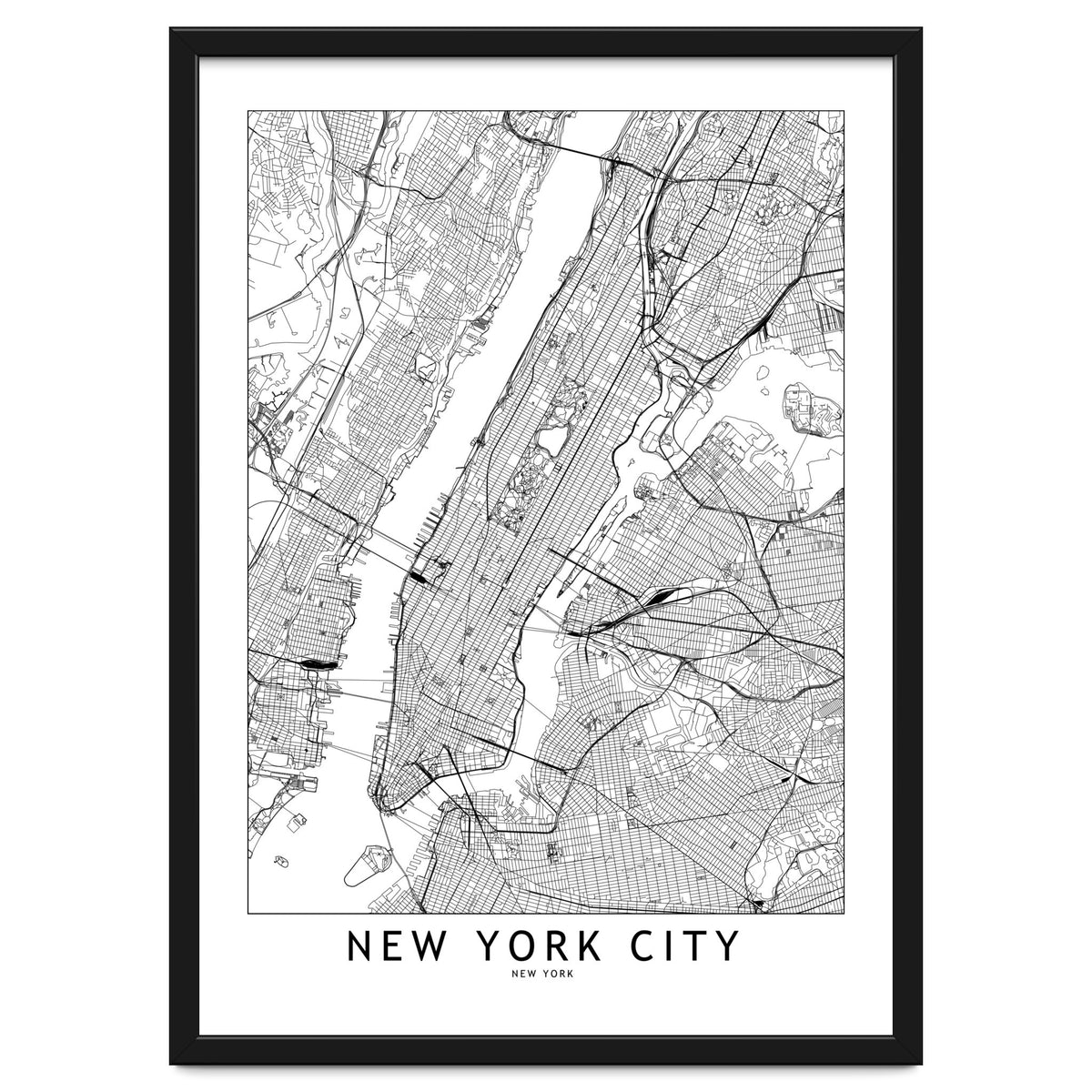 New York City White Map