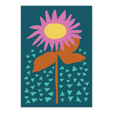 Pink Flower on Teal  (Print Only) thumbnail