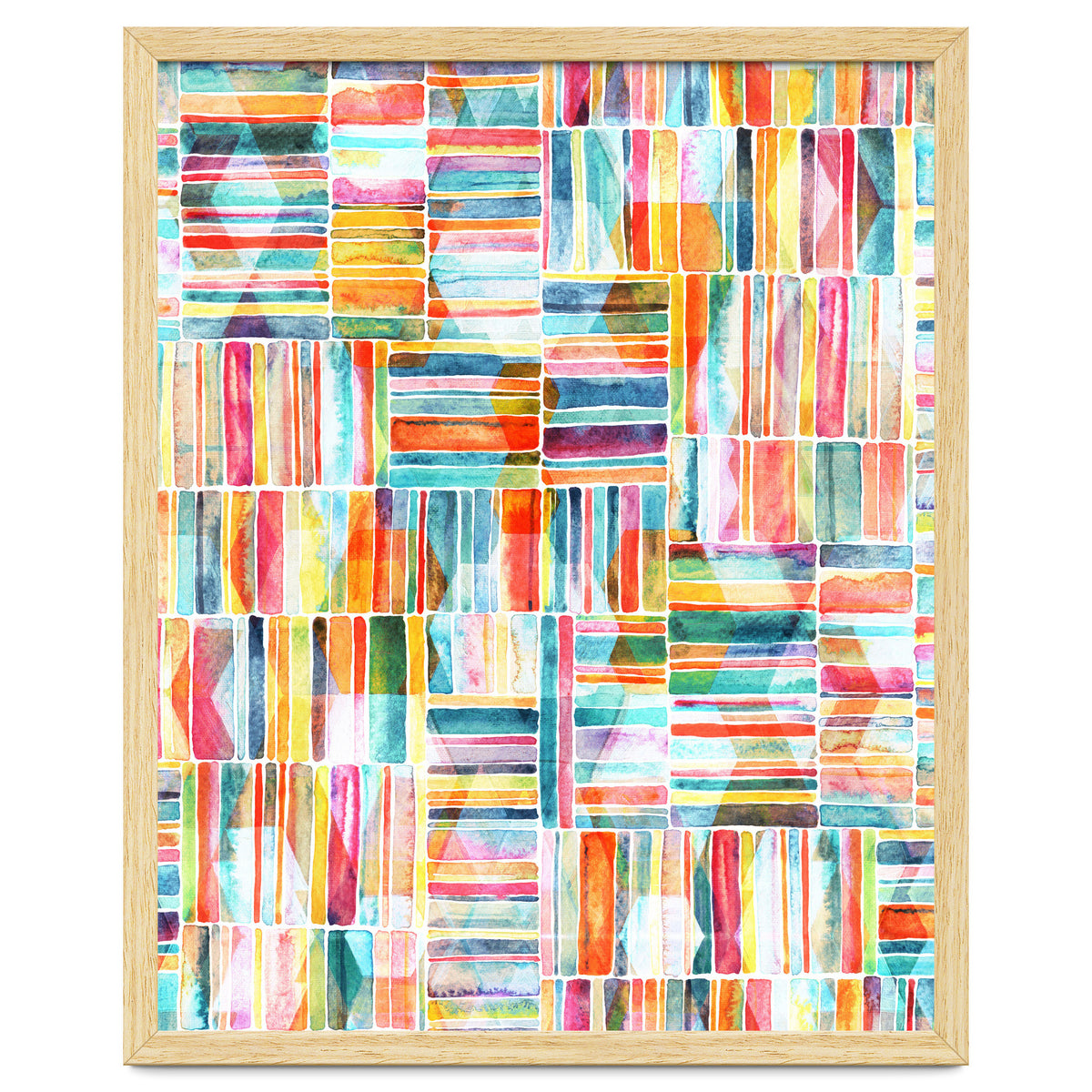 Summer Pastel Geometric and Striped Abstract on white