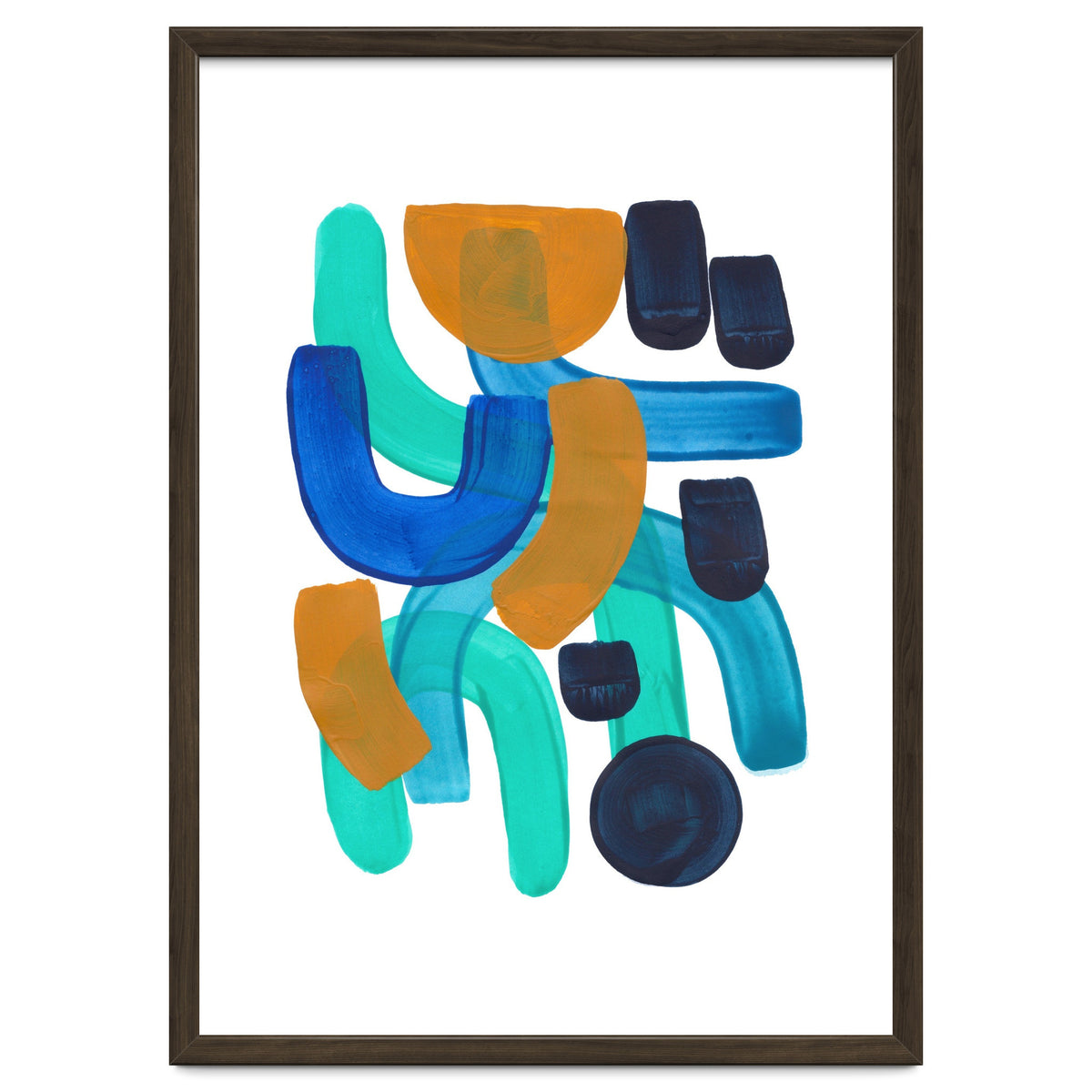 Fun Colorful Blue Turquoise Shape Yellow Accent