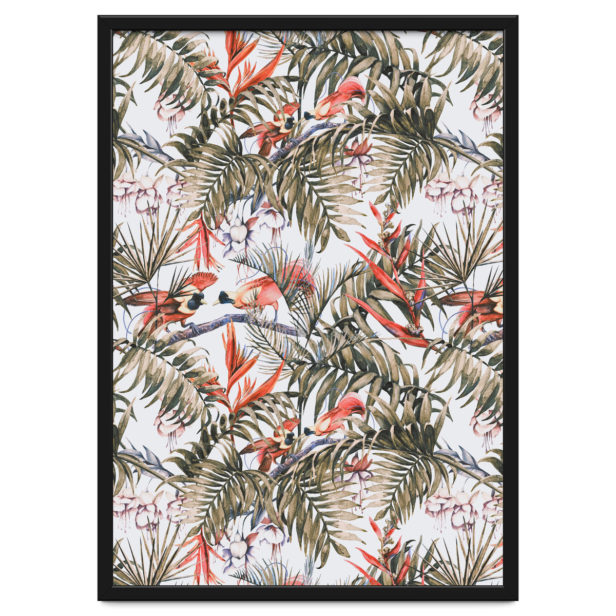 Exotic birds in the jungle paradise