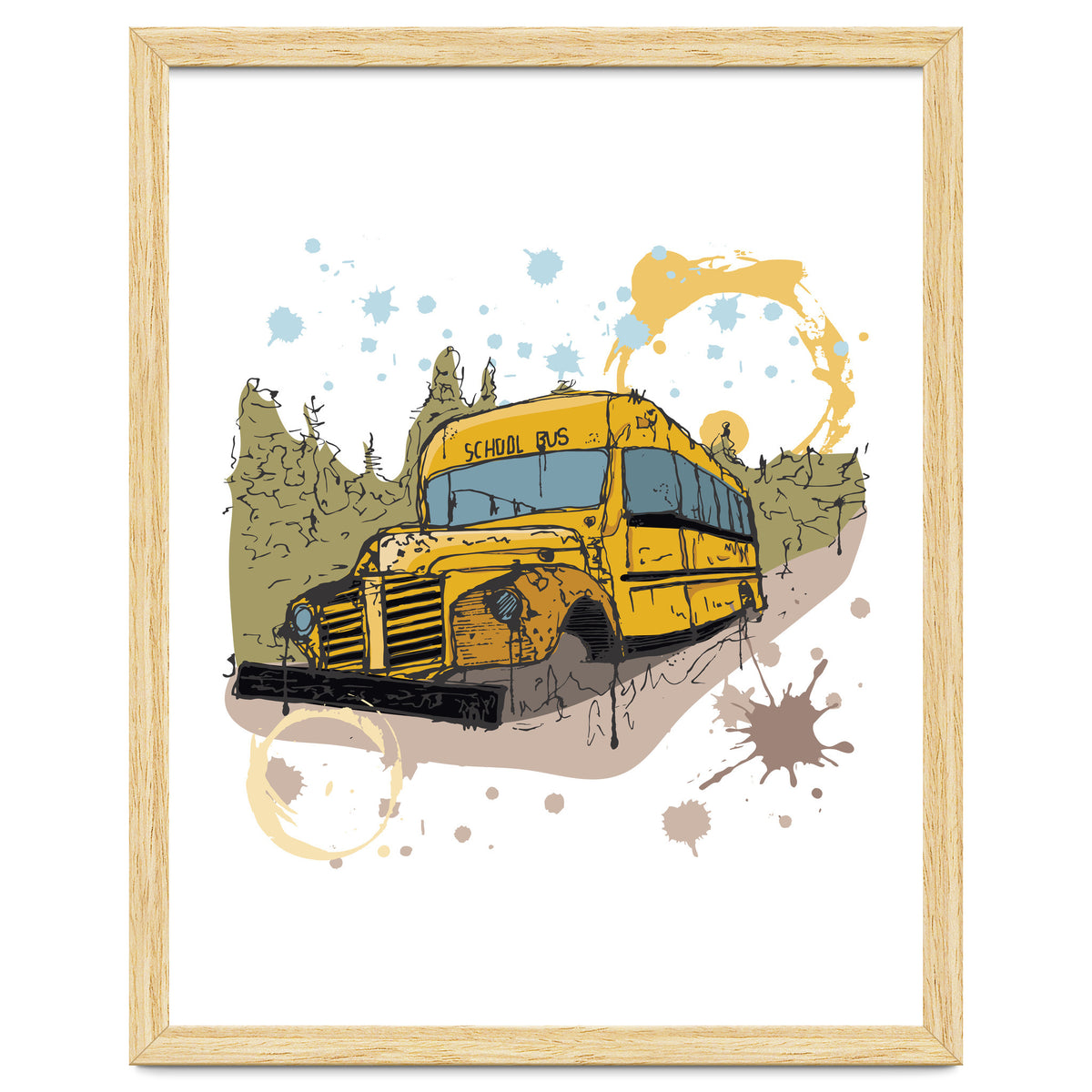 Abandoned school bus sketch