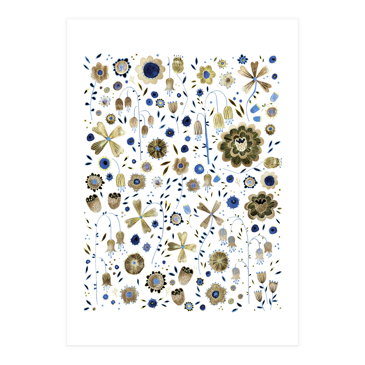 Indigo Flower Golden Mashup (Print Only)