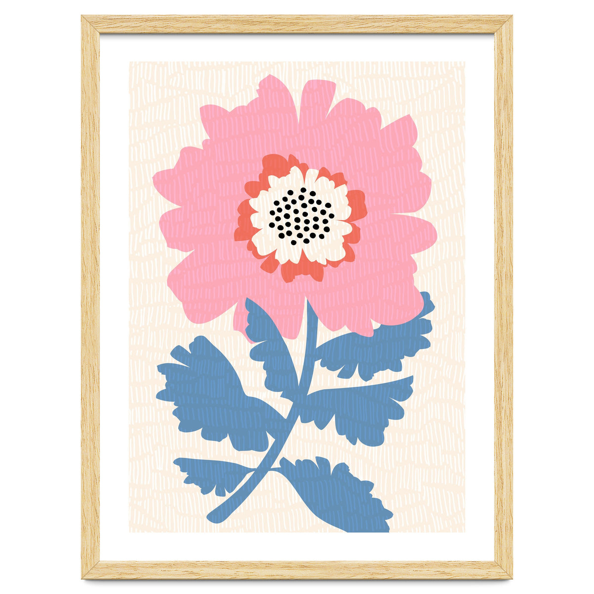 Pink Modern Folk Art Flower