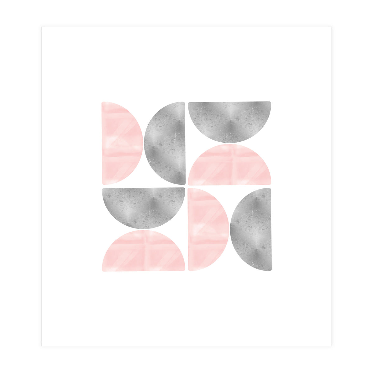 Half Moon Blush And Grey Abstract  (Print Only)