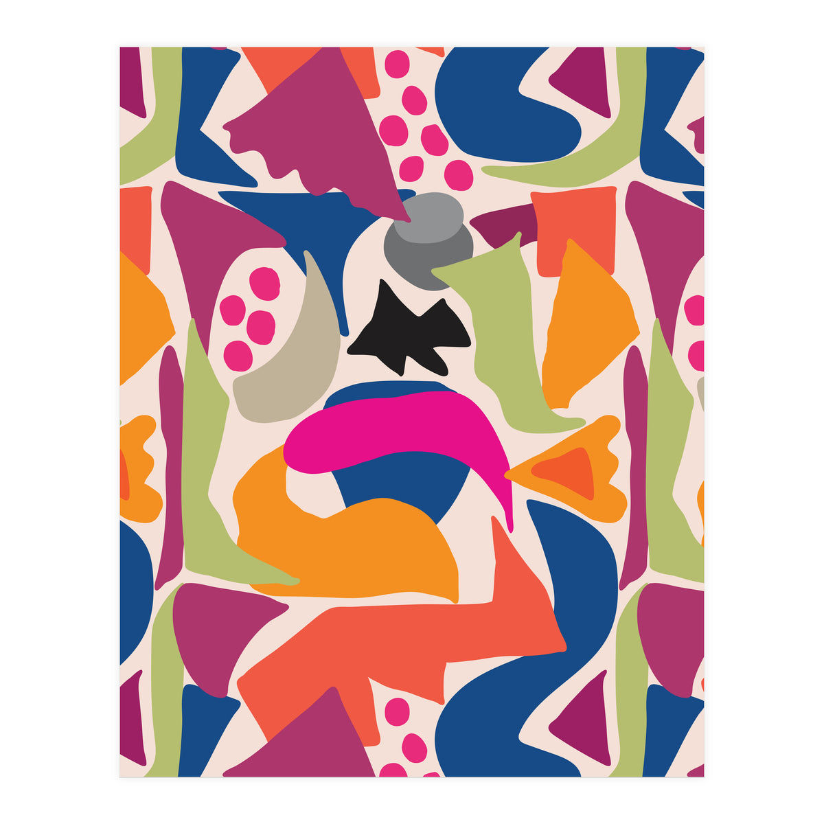 Black Fish Abstract Art (Print Only)