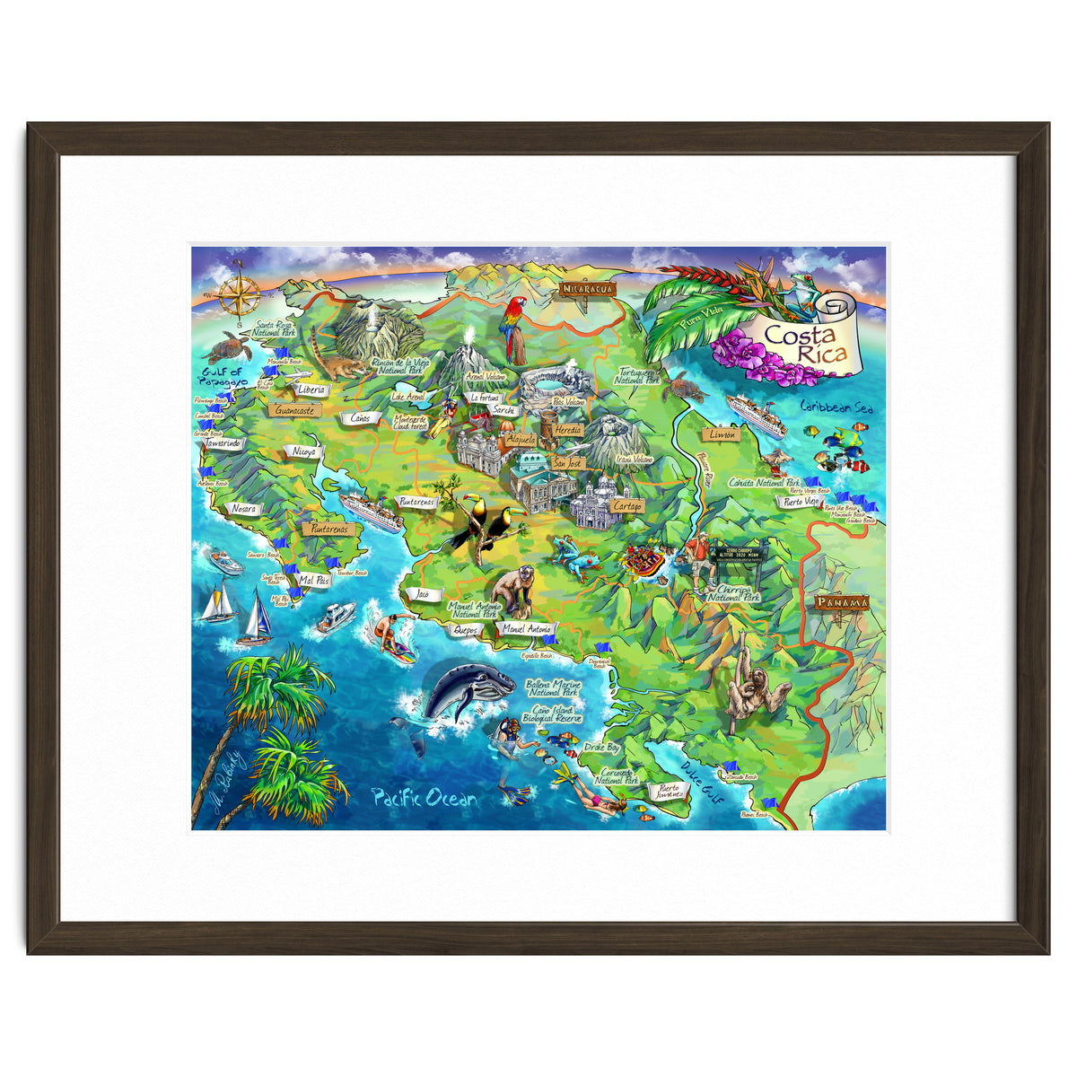 Costa Rica Map Illustration