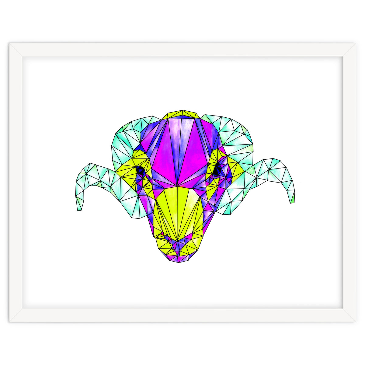 Colourful Geometric Swaledale Sheep Tup with Black Lines