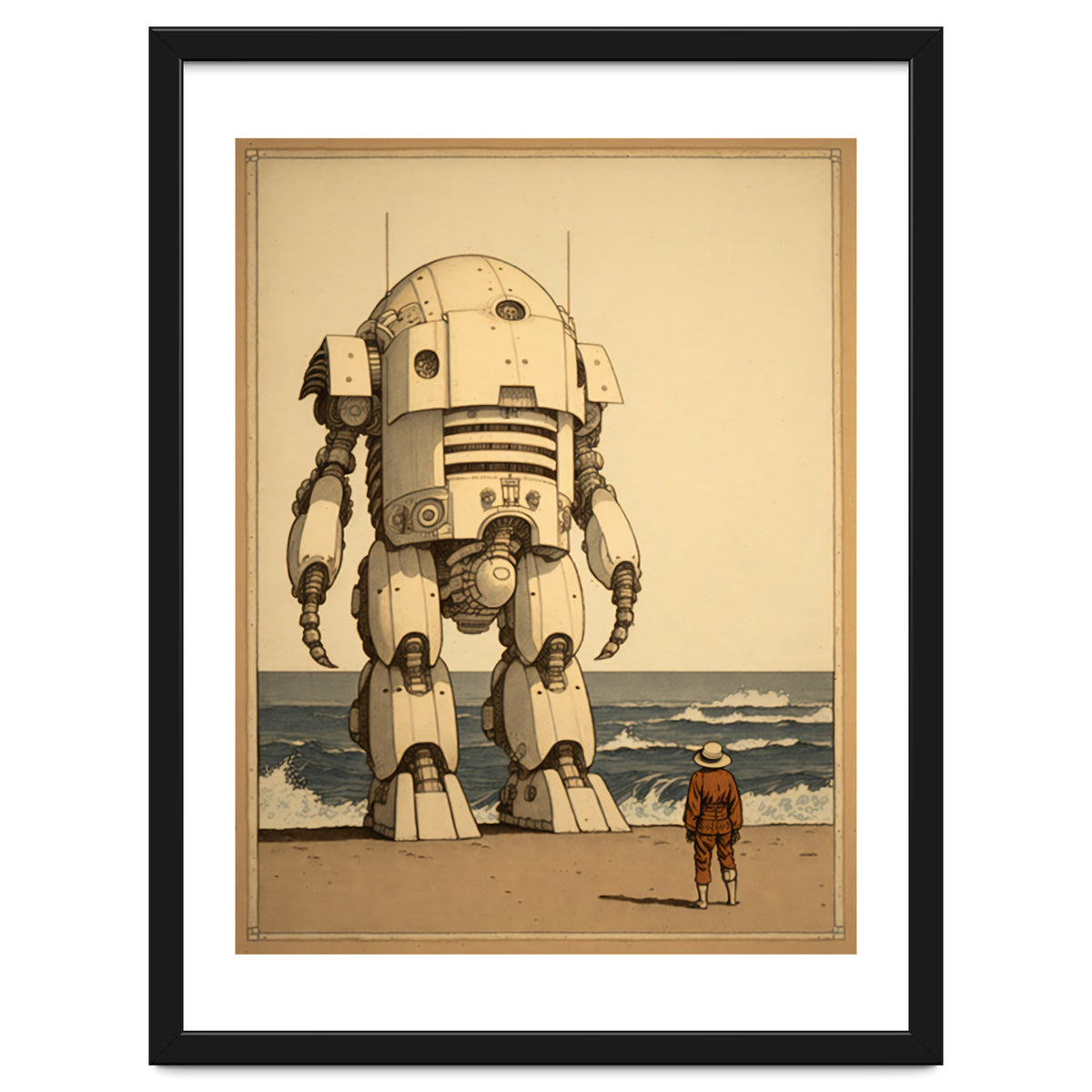 Giant Robot Japanese Woodblock Print