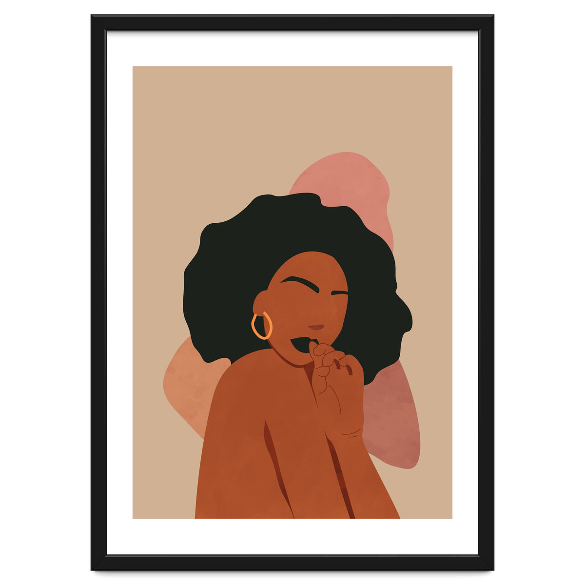 Black Woman Portrait Abstract Boho
