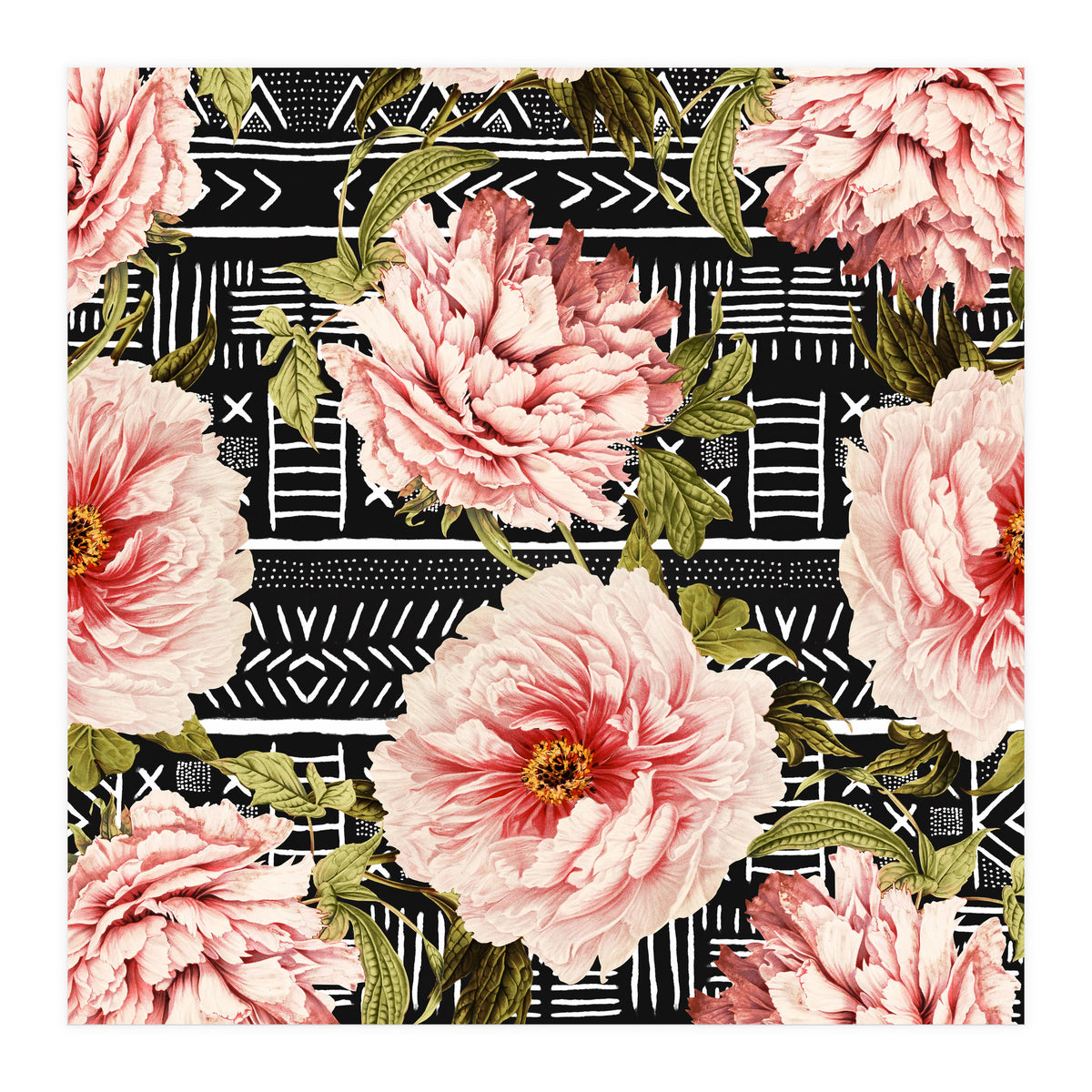 Flowering pink on drawn lines (Print Only)