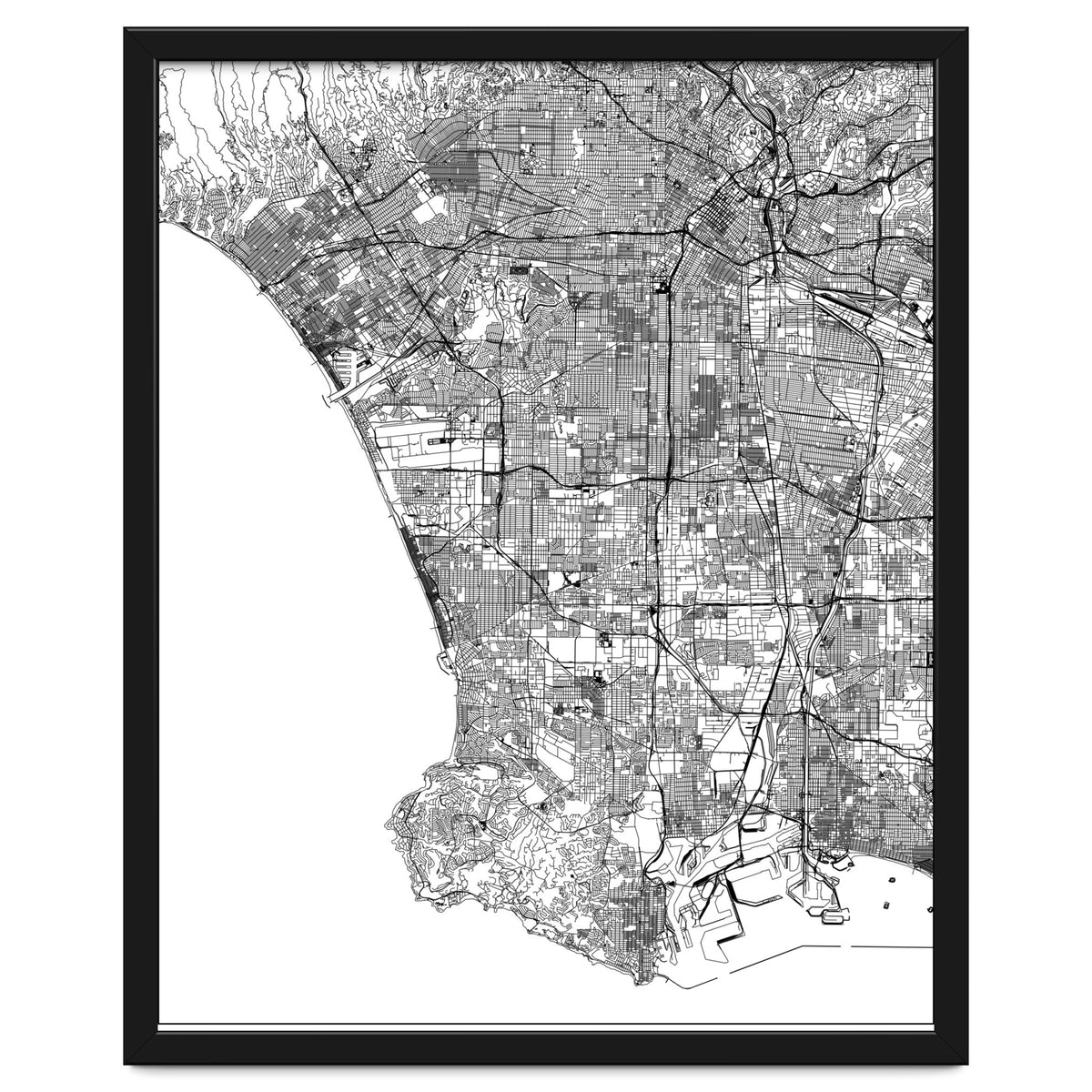 Los Angeles White Map