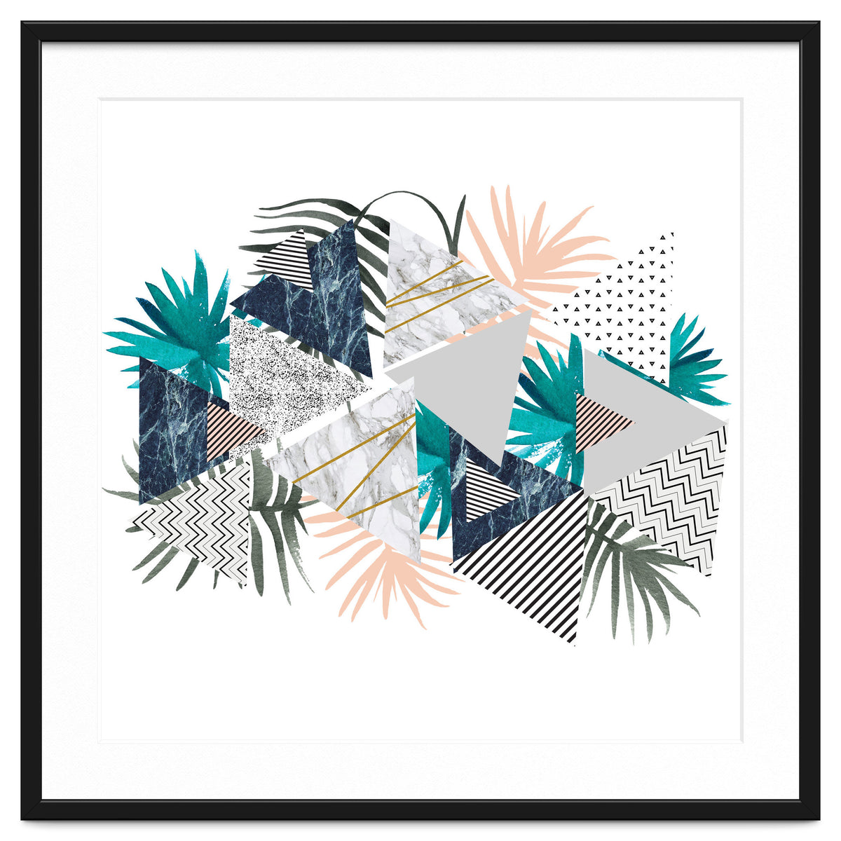 Abstract of geometric patterns with plants and marble I