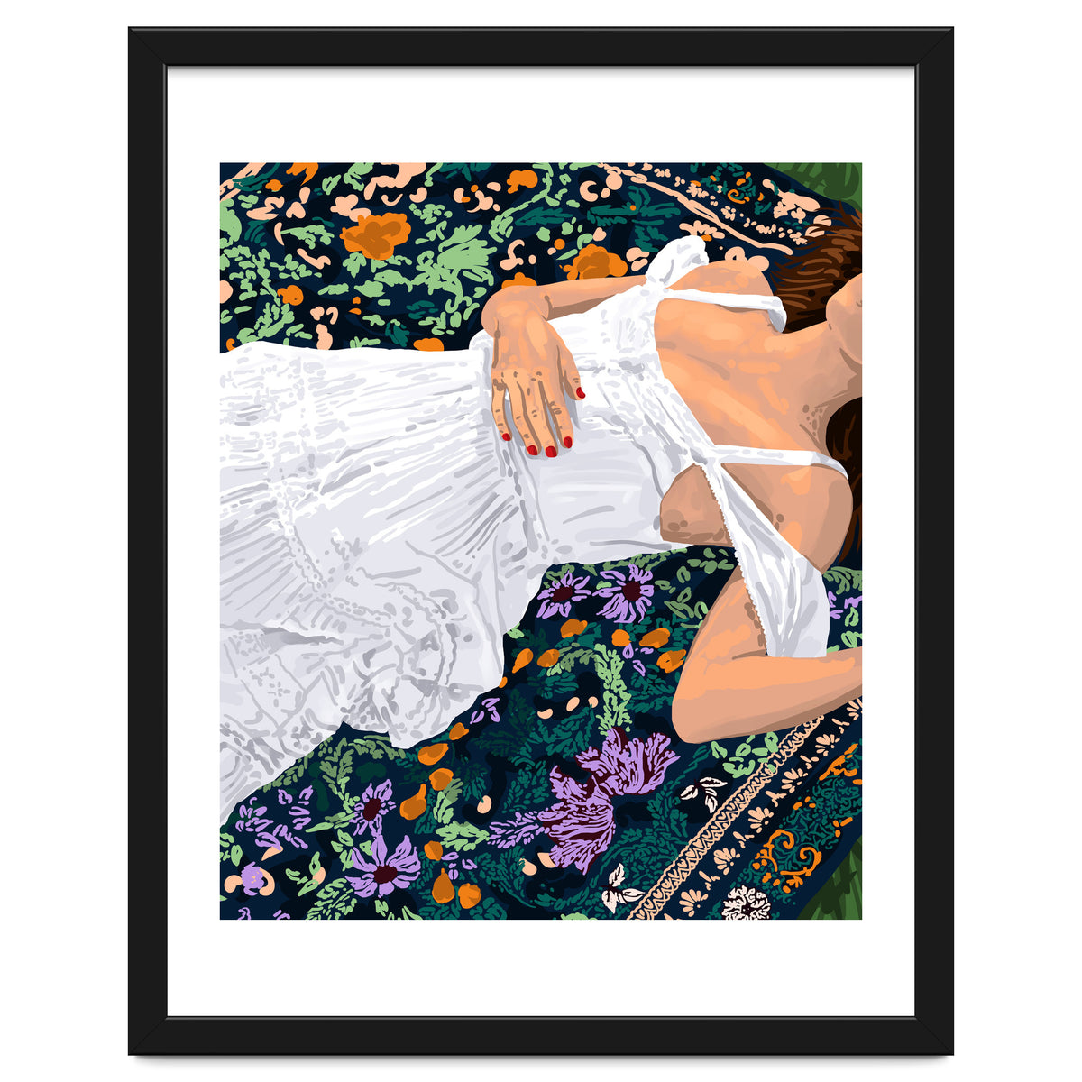 Moroccan Carpet, Bohemian Woman Painting