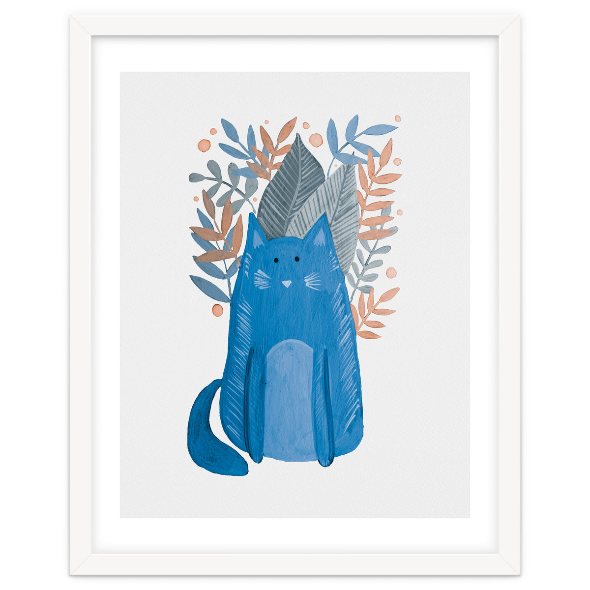 Cute blue cat and branches