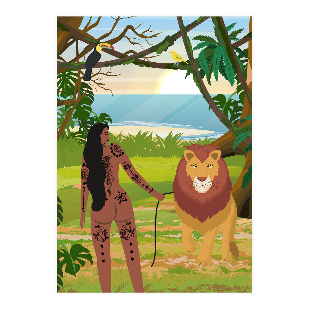 Boho Girl with Lion (Print Only)