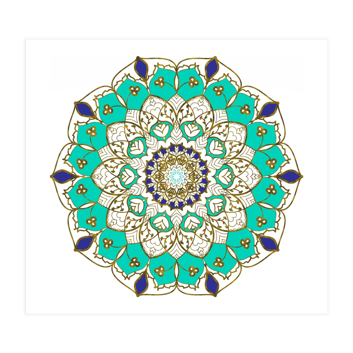 Blue and Gold Mandala (Print Only)