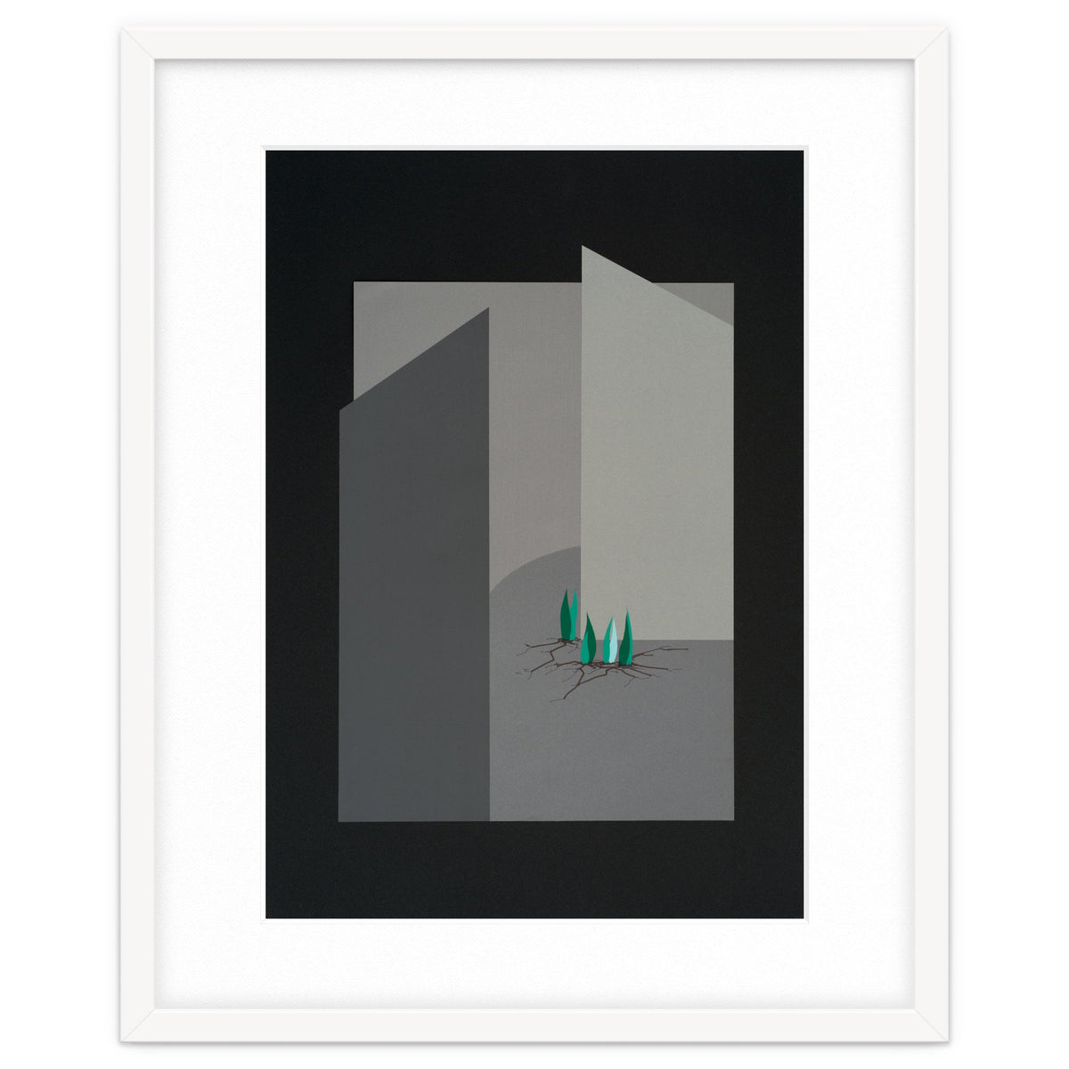 Small sprouts in concrete landscape.