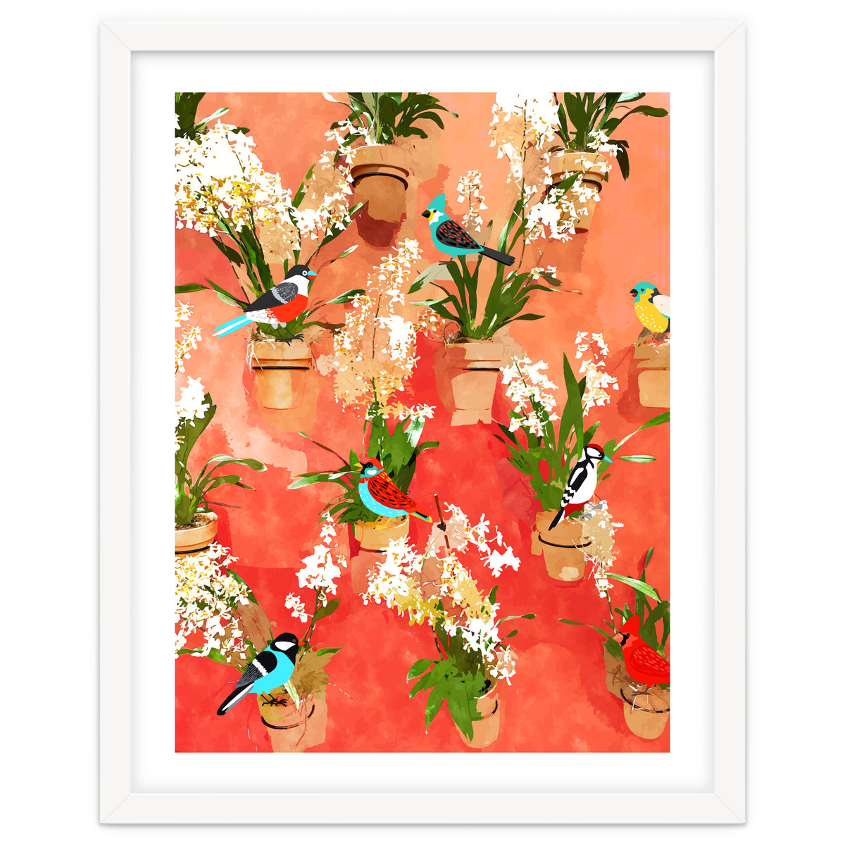 Birds of different feathers flock together | Biodiversity Wildlife Animals Red Watercolor Painting