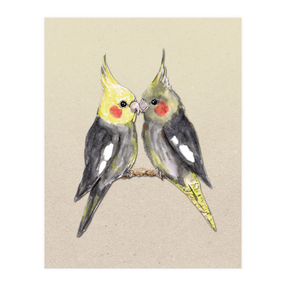 Two cute cockatiels (Print Only)