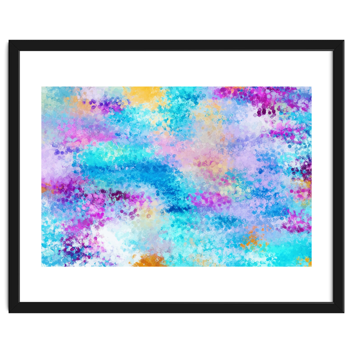 Mixed Emotions, Abstract Blue Colorful Painting, Eclectic Modern Bohemian Shapes Ocean