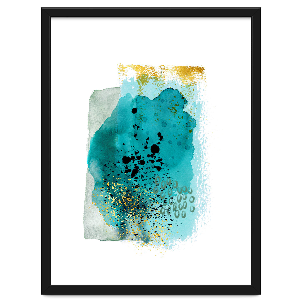 Abstract watercolour turquoise and gold