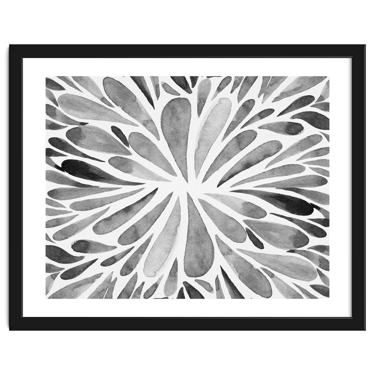 Retro abstract floral - black and white
