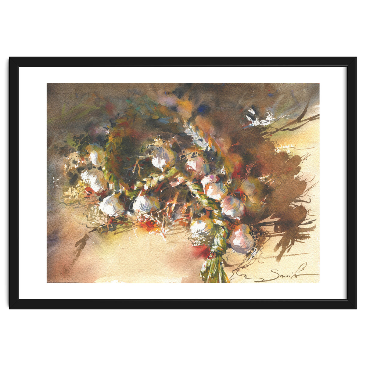 Still life garlic Watercolor