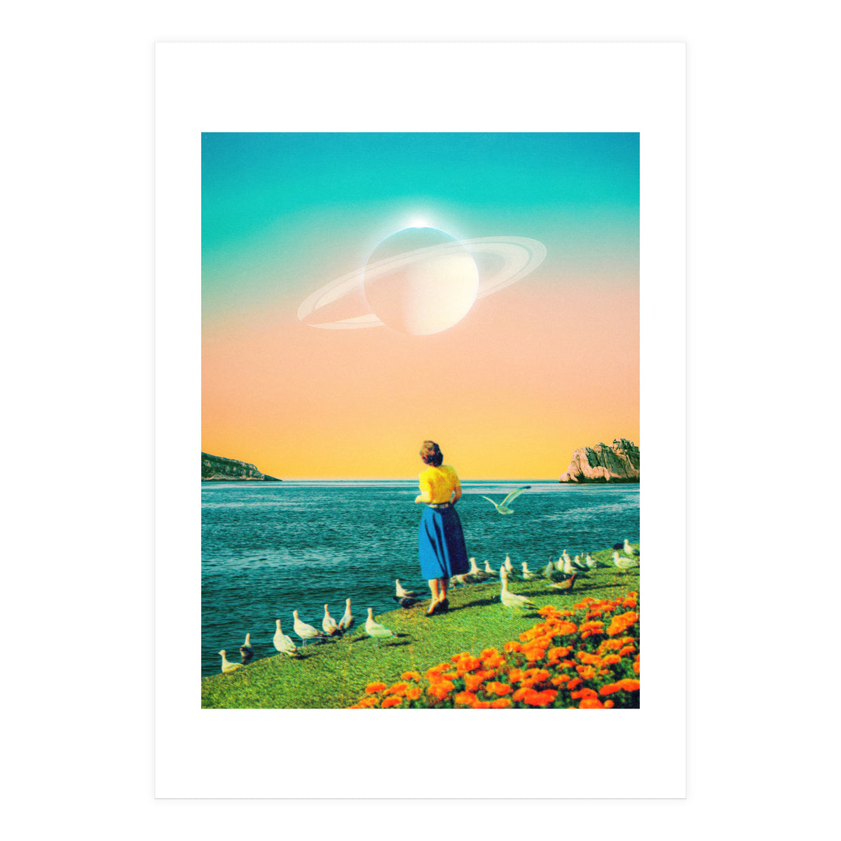 Woman With Birds  (Print Only)