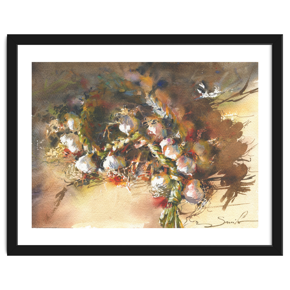 Still life garlic Watercolor