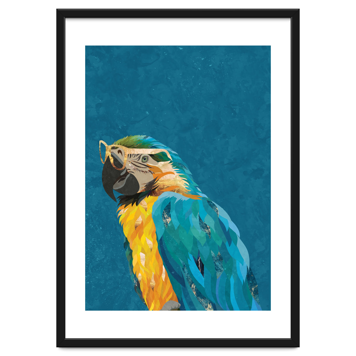 Macaw Portrait Blue Gold Glasses