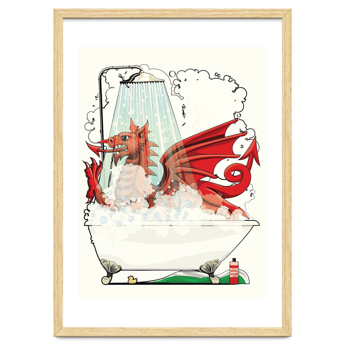 Welsh Dragon in the Bath, Funny Bathroom Humour, Wales, Britain, United Kingdom