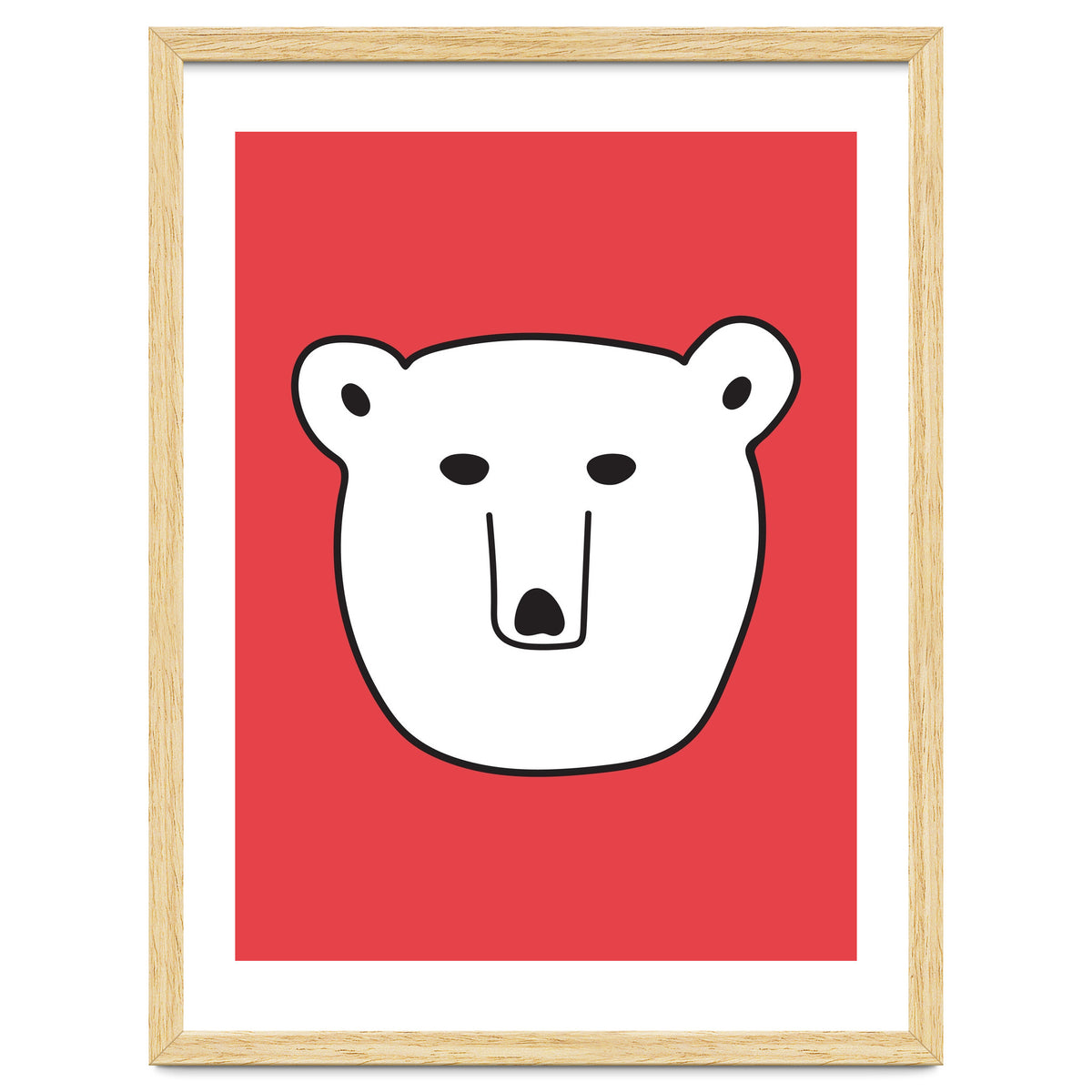 Polar Bear Portrait On a Red Background
