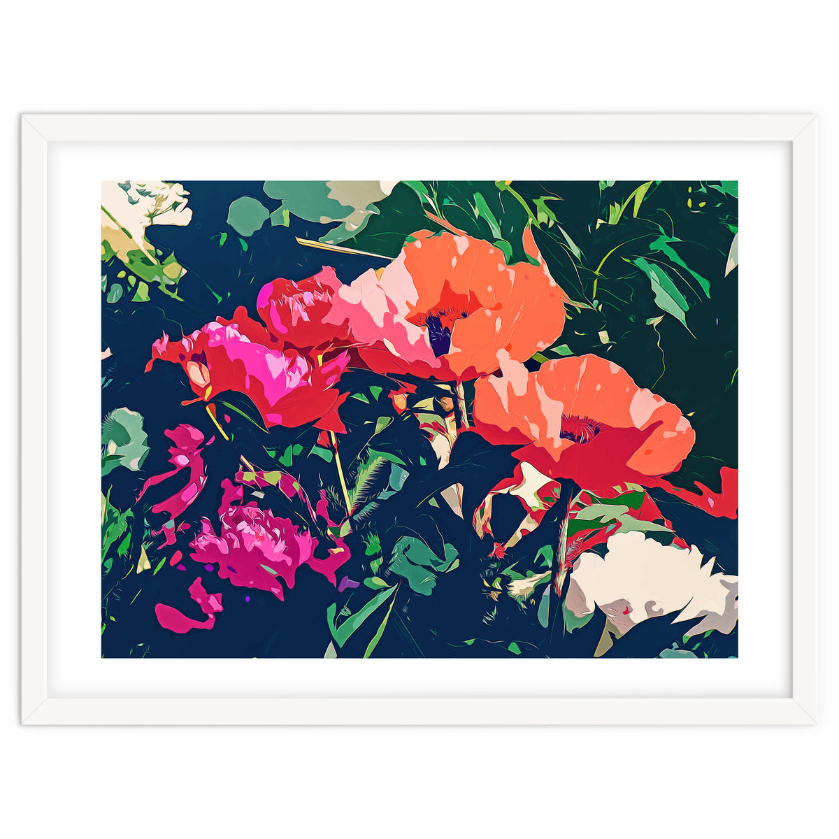 Where Darkness Blooms, Dark Floral Botanical Painting, Eclectic Blush Plants Garden Nature Flowers