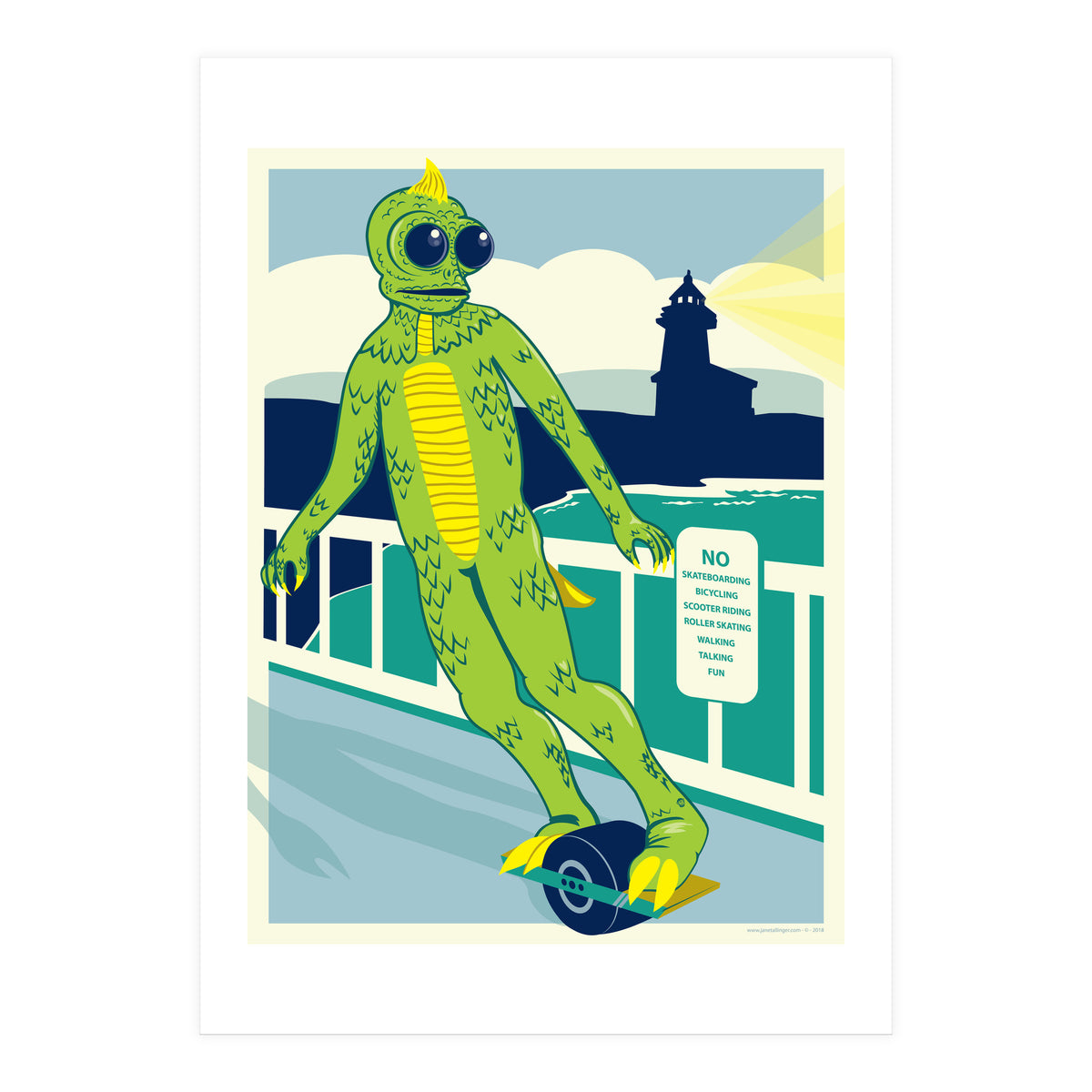 Sleezstak riding One Wheel (Print Only)