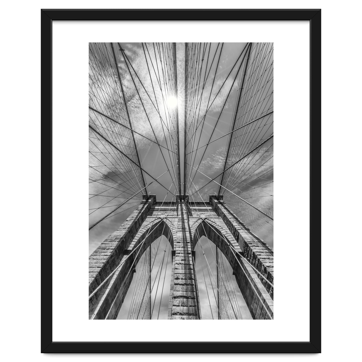 NEW YORK CITY Brooklyn Bridge in Detail | monochrome