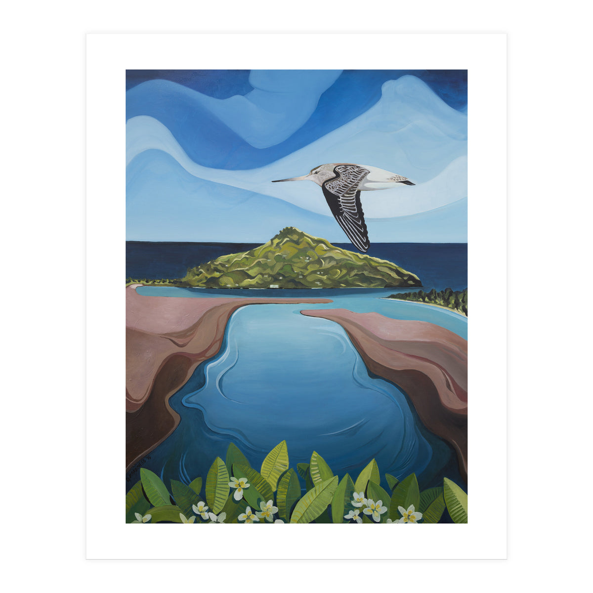Godwit Over Paku (Print Only)