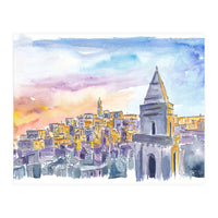 Matera Basilicata Italy Sassi Sunset (Print Only)