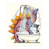 Dinosaur Stegosaurus in the Shower, funny bathroom humour (Print Only) thumbnail