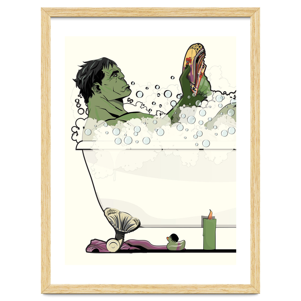 The Incredible Hulk in the Bath, funny Bathroom Humour