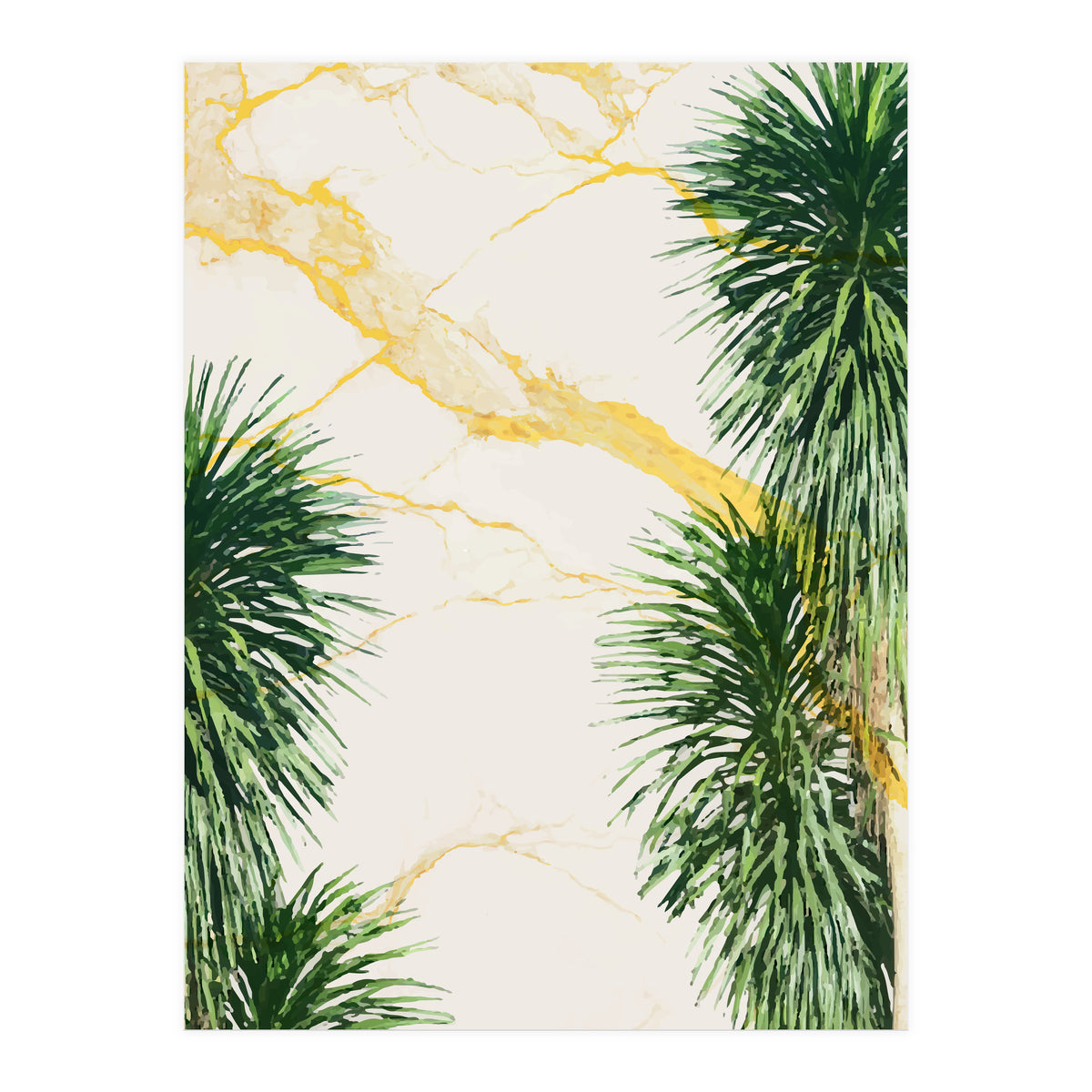 Gold marble texture with palm tree (Print Only)