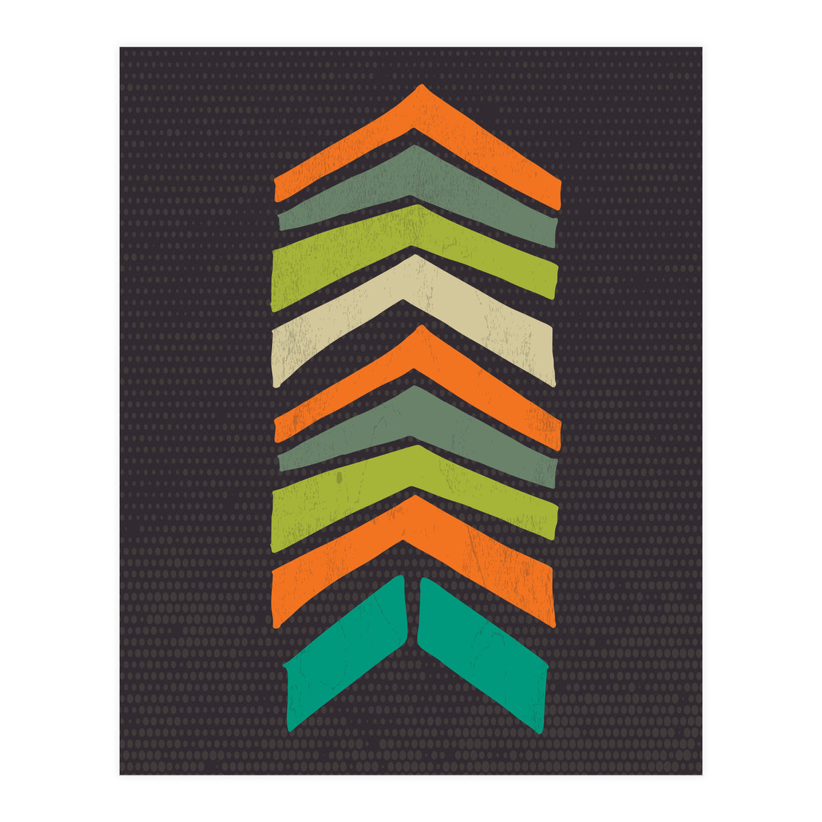 Retro Chevron Print Orange Teal Variation (Print Only)