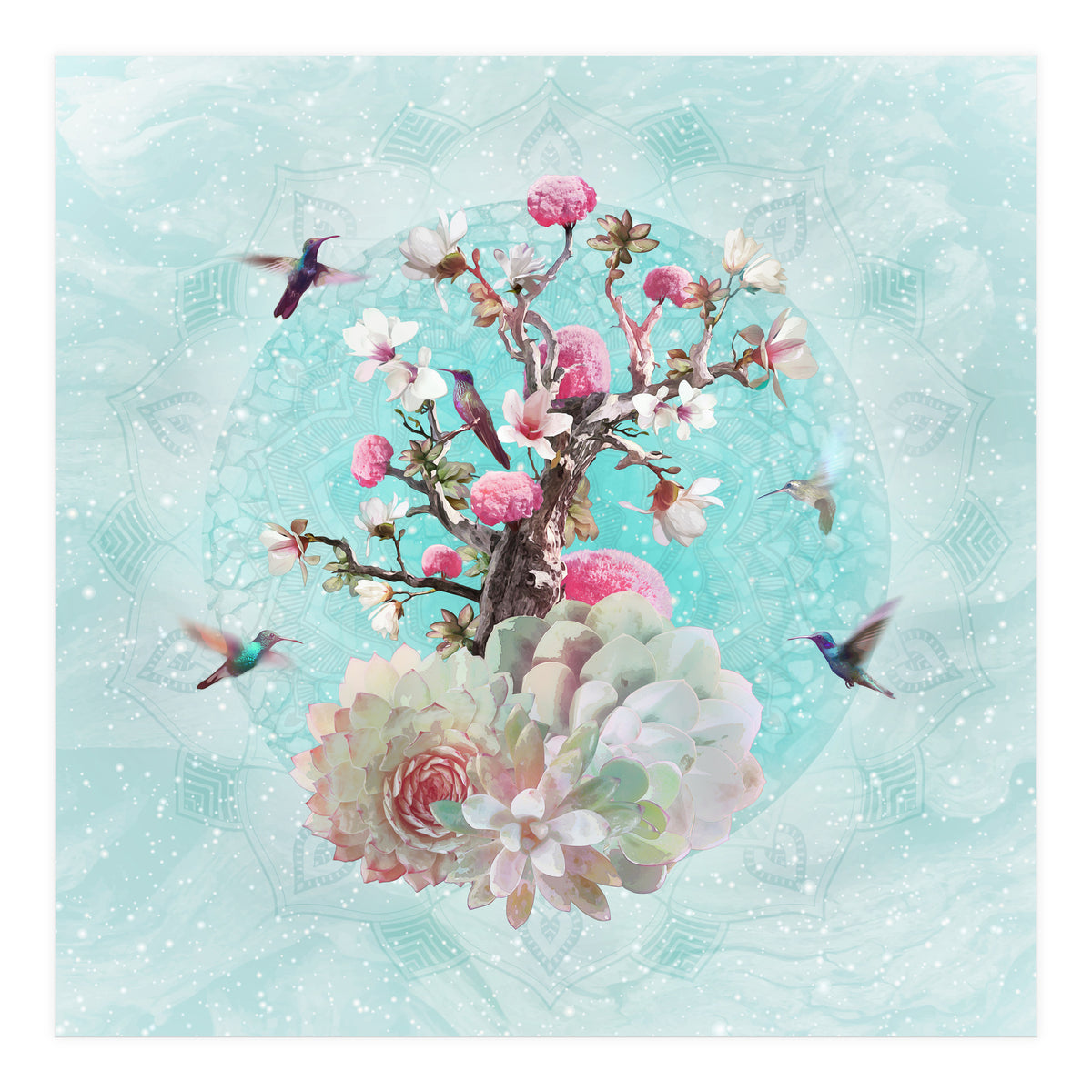 Floral Hummingbird  (Print Only)