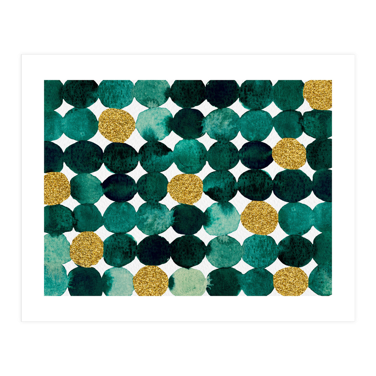 Dots pattern - emerald green and gold (Print Only)