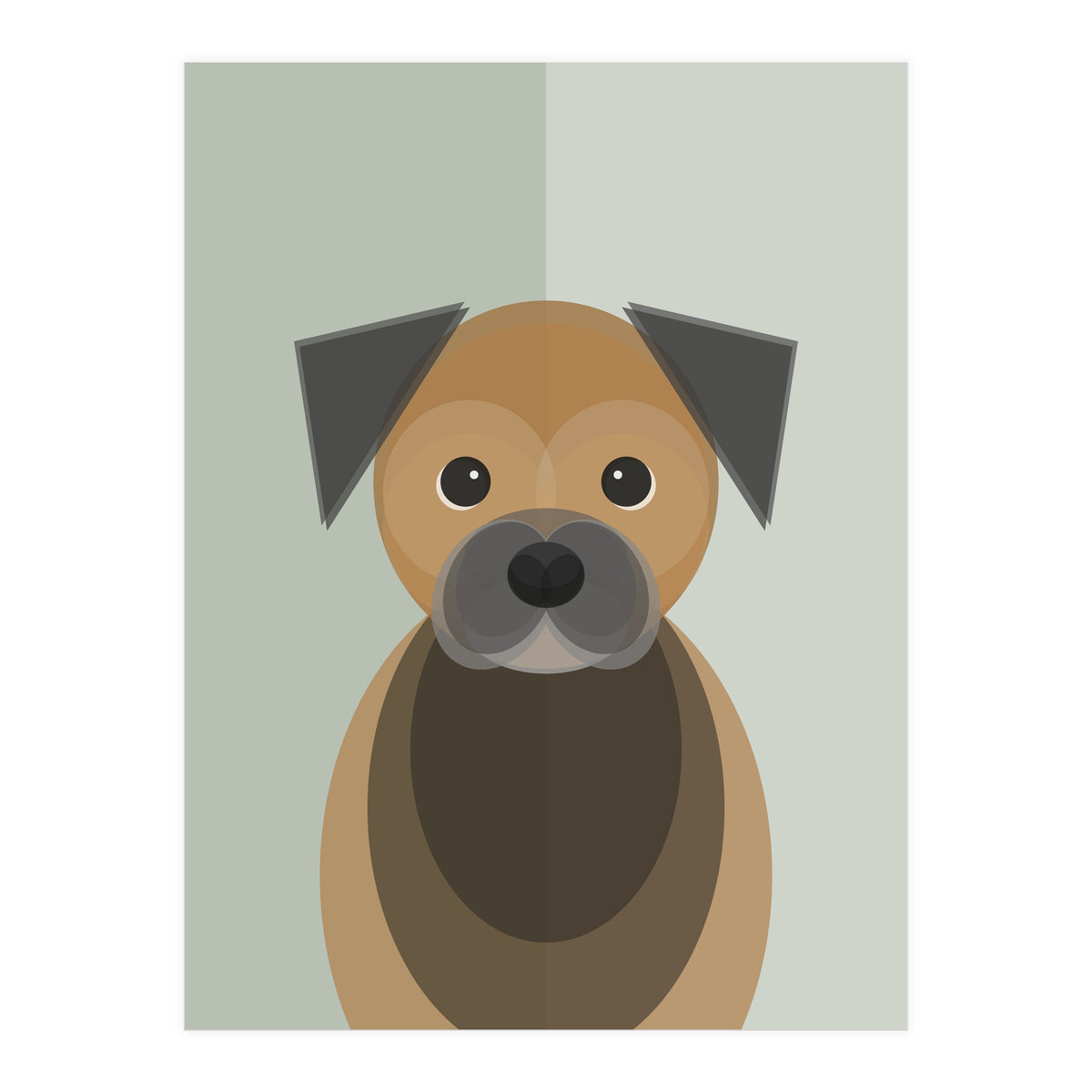 Mid Century Geometric Border Terrier Dog (Print Only)