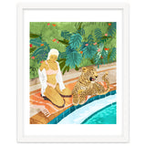 The Wild Side, Human & Nature Connection, Woman With Cheetah Cat, Tiger Painting thumbnail
