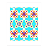 Exotic Tiles, Moroccan Teal Kaleidoscope Pattern, Turkish Bohemian Colorful Culture Eclectic Graphic (Print Only) thumbnail