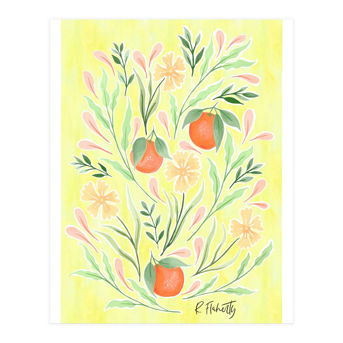 Wild Orange Floral | Yellow (Print Only)