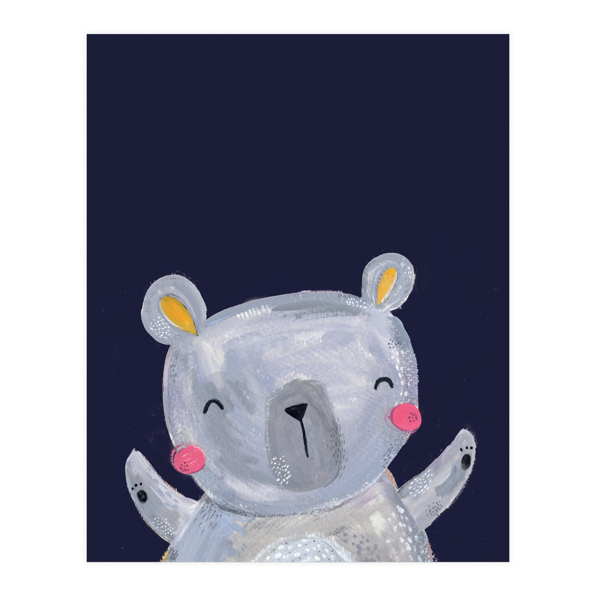 Woodland Bear On Navy (Print Only)